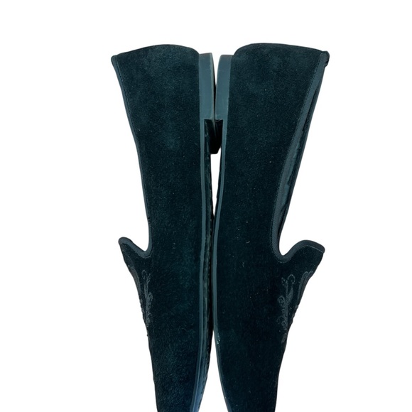 Vionic Black Suede Slip-On Loafers Flats • Embroidered Crown • Comfort Orthotic - Picture 5 of 10